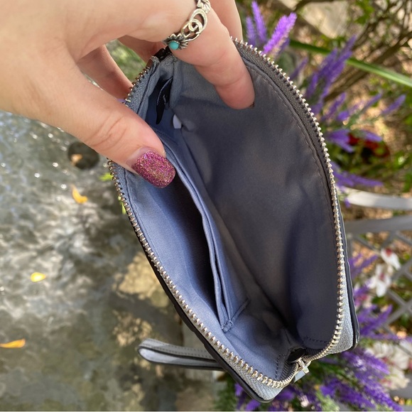 Coach Light Blue Embossed Logo Zippered Wristlet - Picture 7 of 16